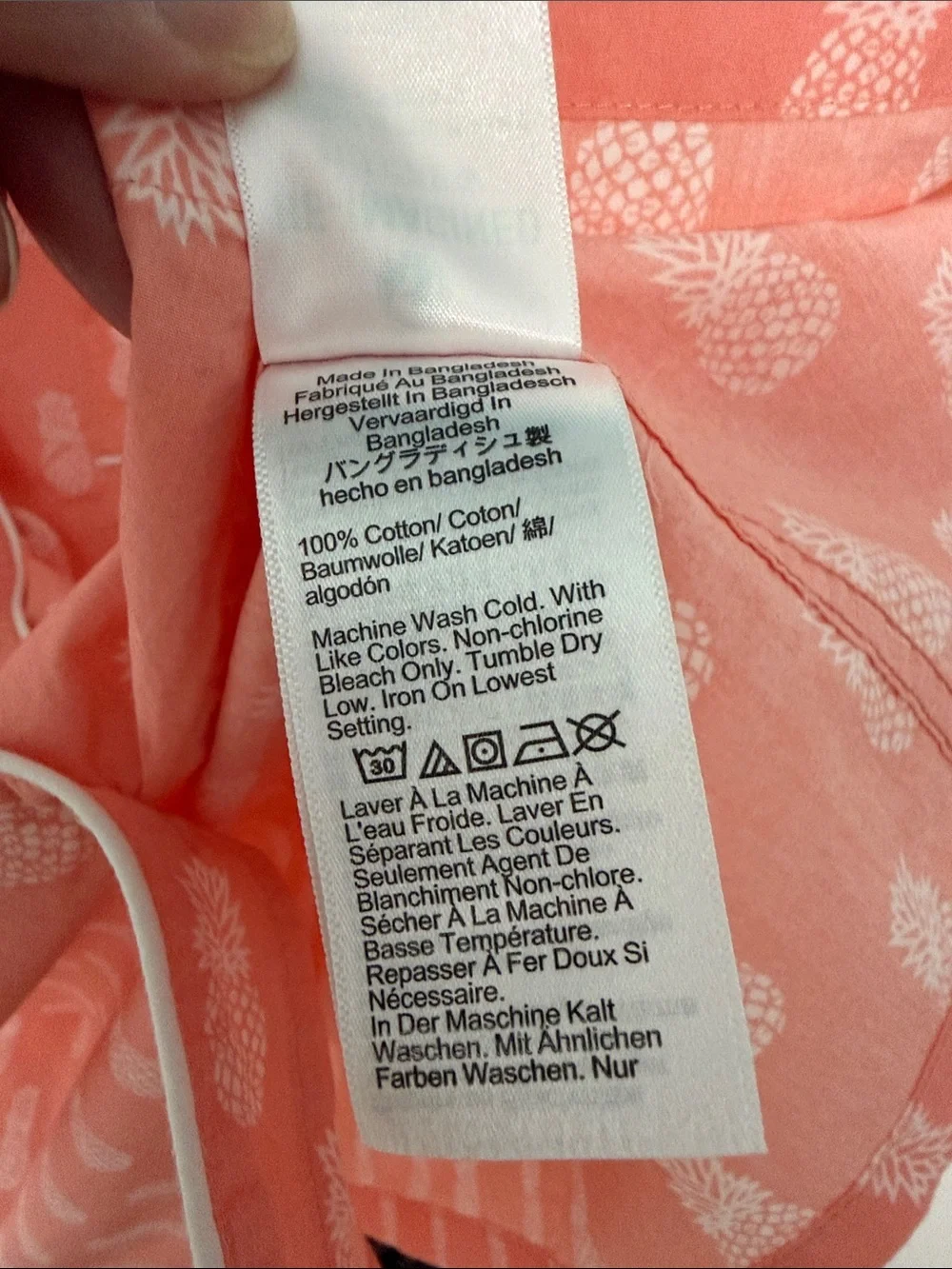 J Crew Cotton Short Slv XL Pajamas & Shorts Peach w/ Pineapple Print EUC - Picture 10 of 10